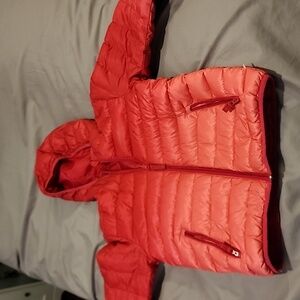 Girl's Puffy Reversible Jacket - pink color size Large